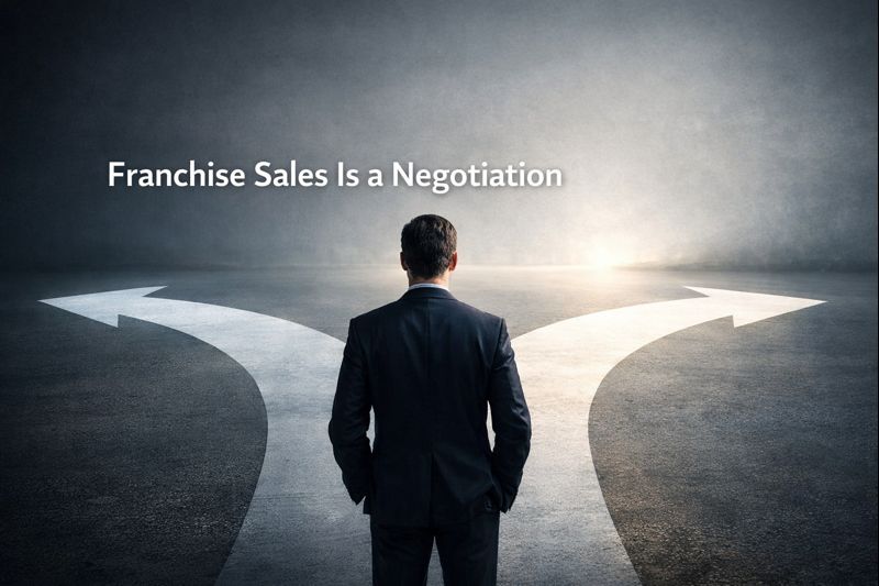 Franchise sales decision-making represented as a negotiation rather than a linear sales funnel